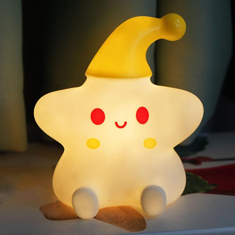 Cute Night Light Star Cute Birthday Gift Soft Silicone Lamp Warm Bedside Lamp Desktop Ornament Night Light
