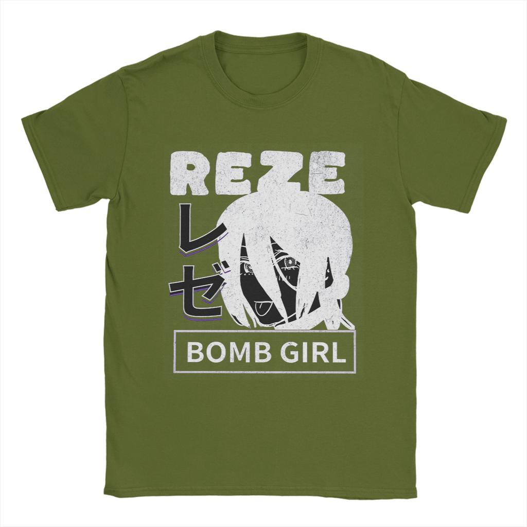 Vintage TShirt Chainsaw Man Girl Reze Boom Cotton TShirts Cool Tshirt for Mens Summer Y2K Basic Design Short Sleeve Top Tees