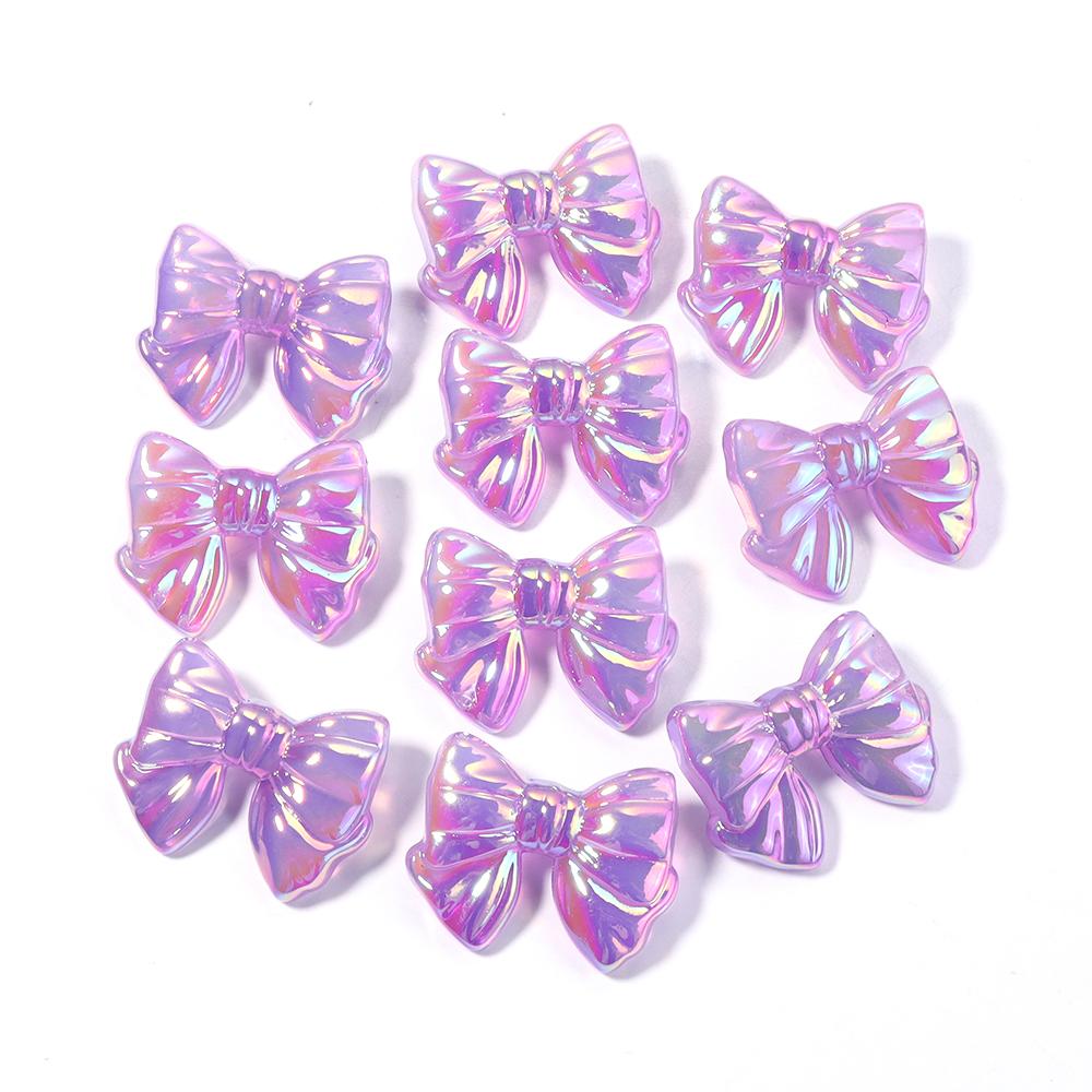 10pcs/lot Jelly Color Bow Shaped Acrylic Beads For Jewelry Making Loose Bead DIY Handmade Charm Headwear Phone Chain Accessories