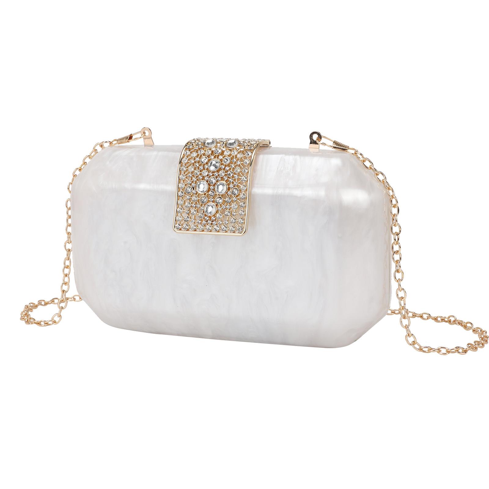 

2025 new Korean style fashion temperament dinner bag portable light luxury diamond lock clutch bag evening bag белый