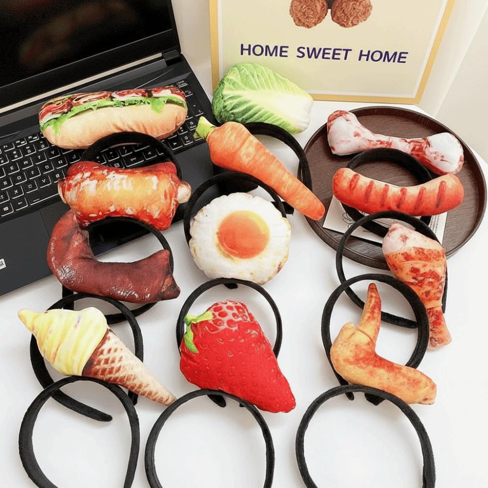 Bone Simulated Food Headband Fried Egg Strawberry Imitation Vegetable Hairband Hotdog Hair Clip Hairpins Party Hair Accessories