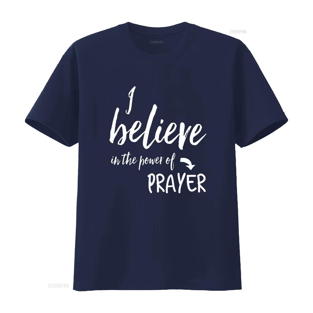 I Believe In The Power of Prayer T Shirt Vintage Washed Casual Homme Top For Everyday Wear Stylish Breathable Graphic Stretched