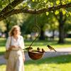 Outdoor Hanging Bird Feeder, Garden Metal Bird Feeder with Curled Hook, Decorative Wild Bird Feeder for Hanging On Tree Branches Balcony Porch