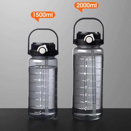 Yousheng Sports Water Bottle with Lid Leak-Proof Wide Mouth BPA-Free Water Cup 1.5L/2L Large Capacity Reusable Drinking Cup for Gym Travel Home School