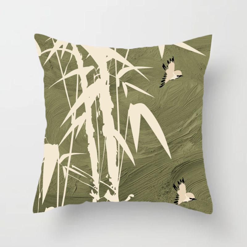 Natural Flower Pattern Square Polyester Pillowcase, Sofa Living Room Decorative Cushion Cover, Bedroom Bedside Pillow Cover