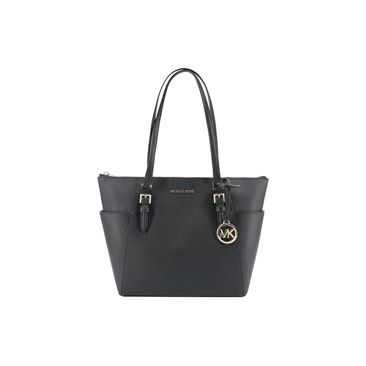 

Michael Kors Mk Charlotte Vintage Solid Color Logo Pendant Large Capacity Commuter Tote Shopping Bag Women tote Black 35T0GCFT7L-BLACK Basic Set (Bag+Dust Bag)