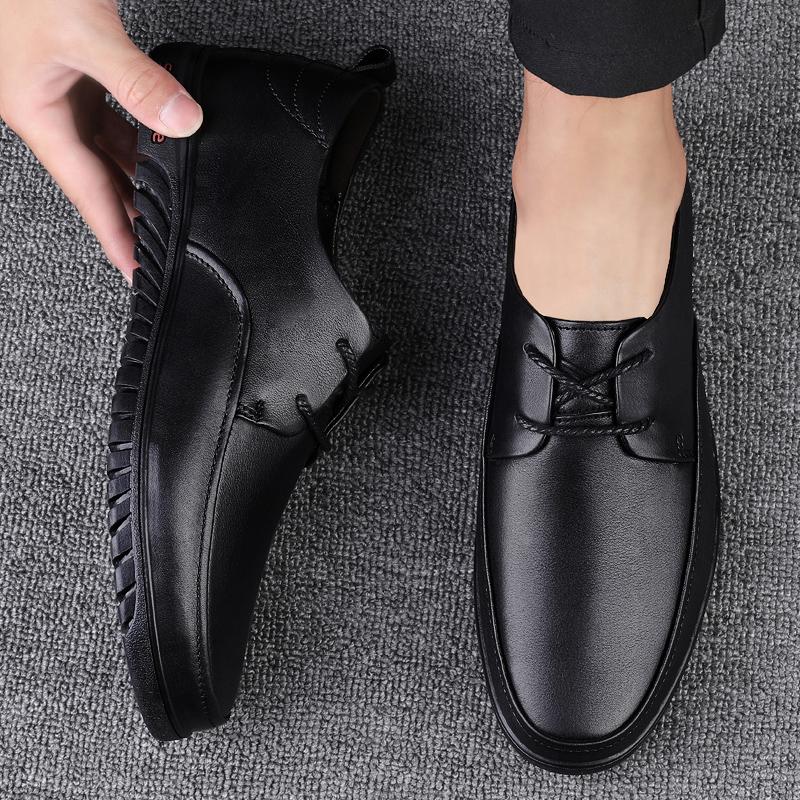 Fashion Genuine Leather Men Business Shoes Fashion Men's Oxford Shoes Lace-Up Male Breathable Casual Shoes Spring Summer  Flats Sneakers