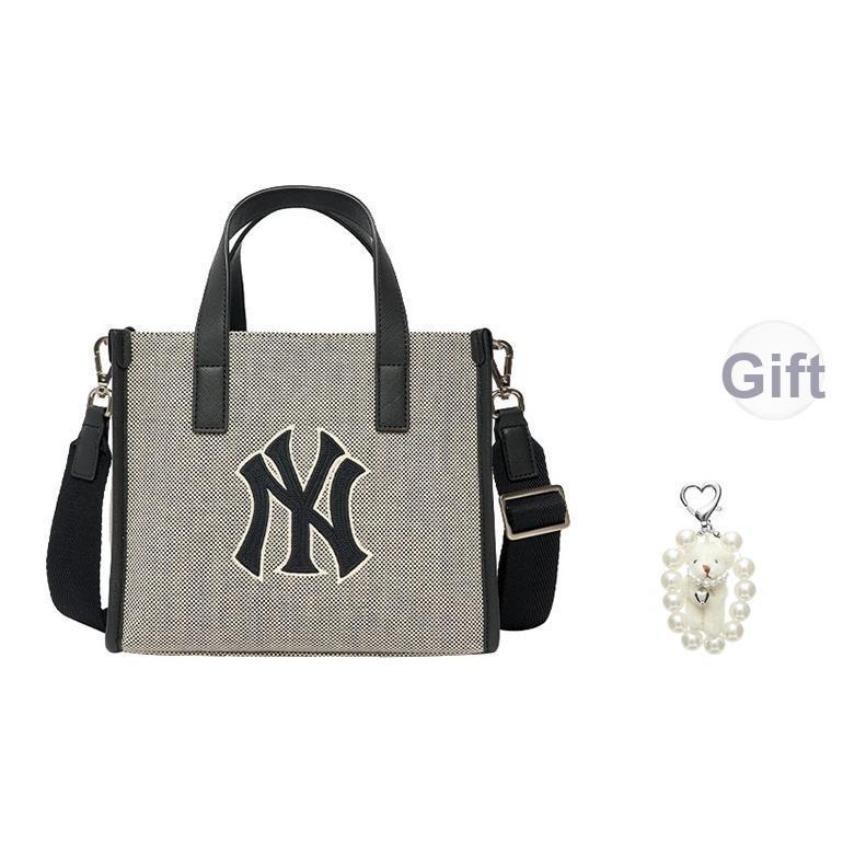 MLB Large Logo NY Yankees Canvas Tote Bag Unisex Tote Bags Black 3AORS062N-50BKS