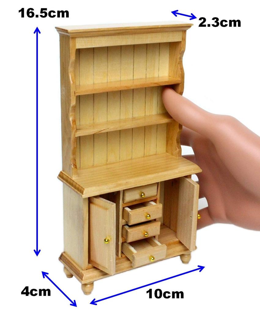 Miniature Furniture Dollhouse Wooden Miniature Cupboard Dining/Kitchen (Natural)