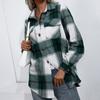 Autumn Winter Long Sleeve Thickened Cashmere Plaid Loose Casual Shirt Jacket for Women