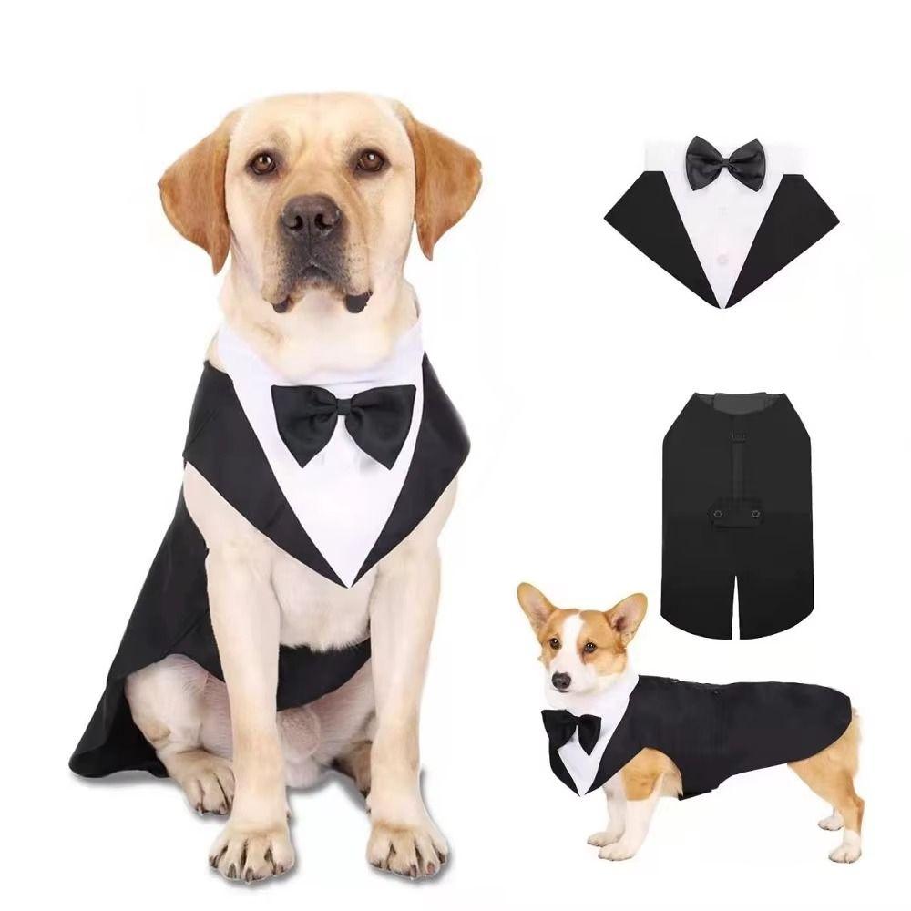 Black/Stripes Dog Tuxedo Costume Detachable Design Large Dog Costume Set Autumn Season