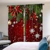 2Pcs Christmas Curtains Classical Pine Tree Snowflakes Red Green Xmas Room Suitable For Living Room Bedroom Kitchen And Bathroom