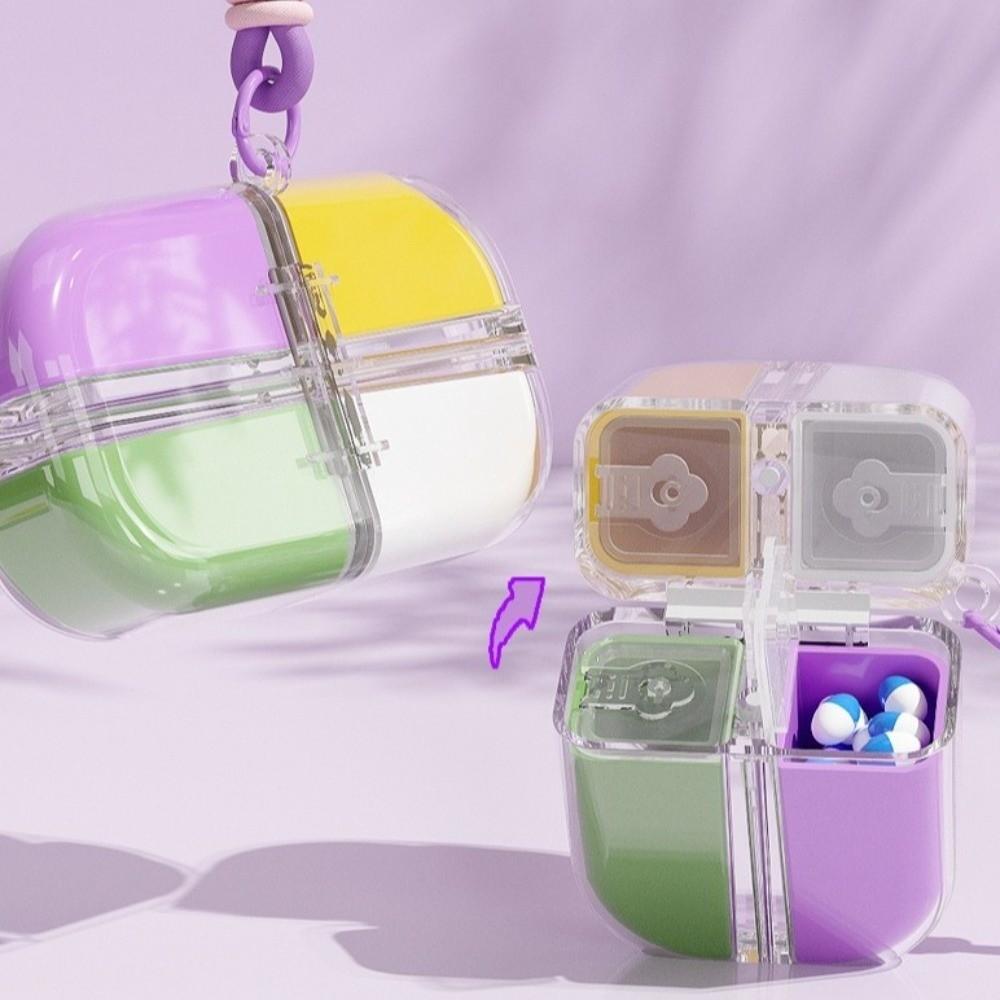 4-Grid Magnetic Medicine Box Large Capacity Plastic Weekly Pill Container Dust-proof Leak-proof Pill Organizer Travel Use