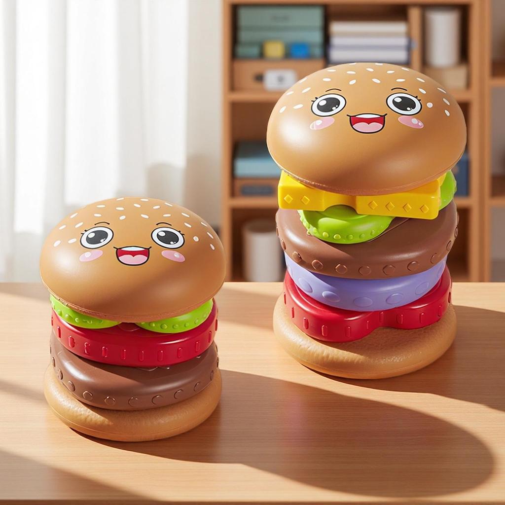 Rotating Hamburger Stacking Toy - Educational Early Learning Gift for Infants and Toddlers