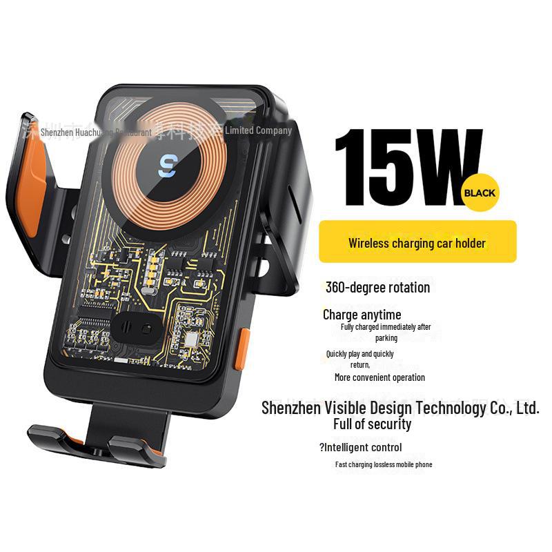 

ESSAGER Junyi Беспроводное зарядное автомобильное крепление - 15 Вт Быстрая индукционная подставка-держатель для вентиляционного отверстия чёрный