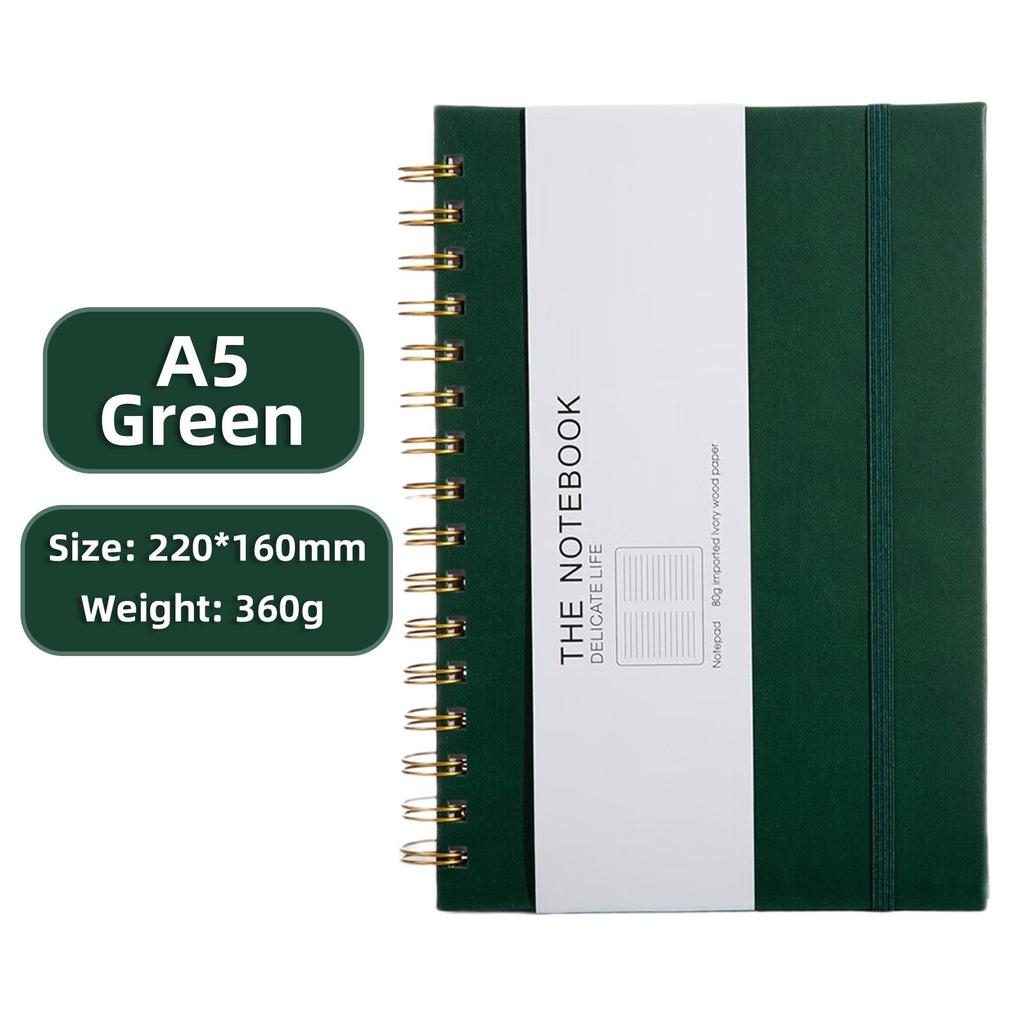 200-Page Thickened Hardcover Spiral Notebook with Horizontal Lines for Office & Study