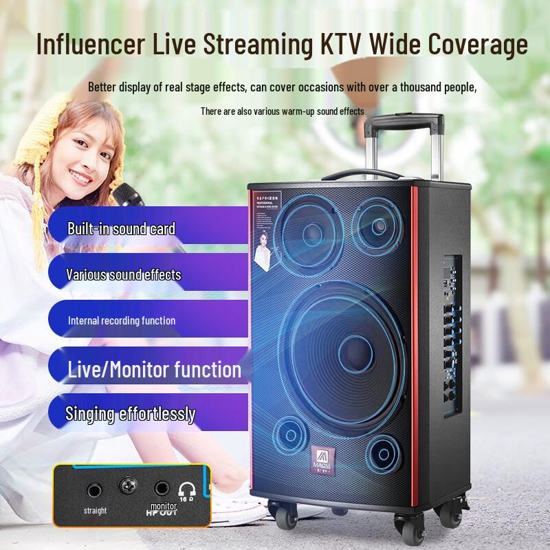 Malone Portable Heavy Bass Karaoke Trolley Speaker CN plug (adapter included) (CN version)