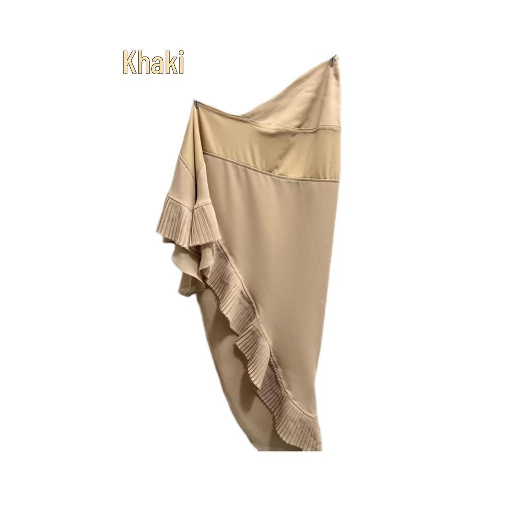Muslim Women's Double Layer Chiffon Hijab - Pleated Edge Color Block Pullover