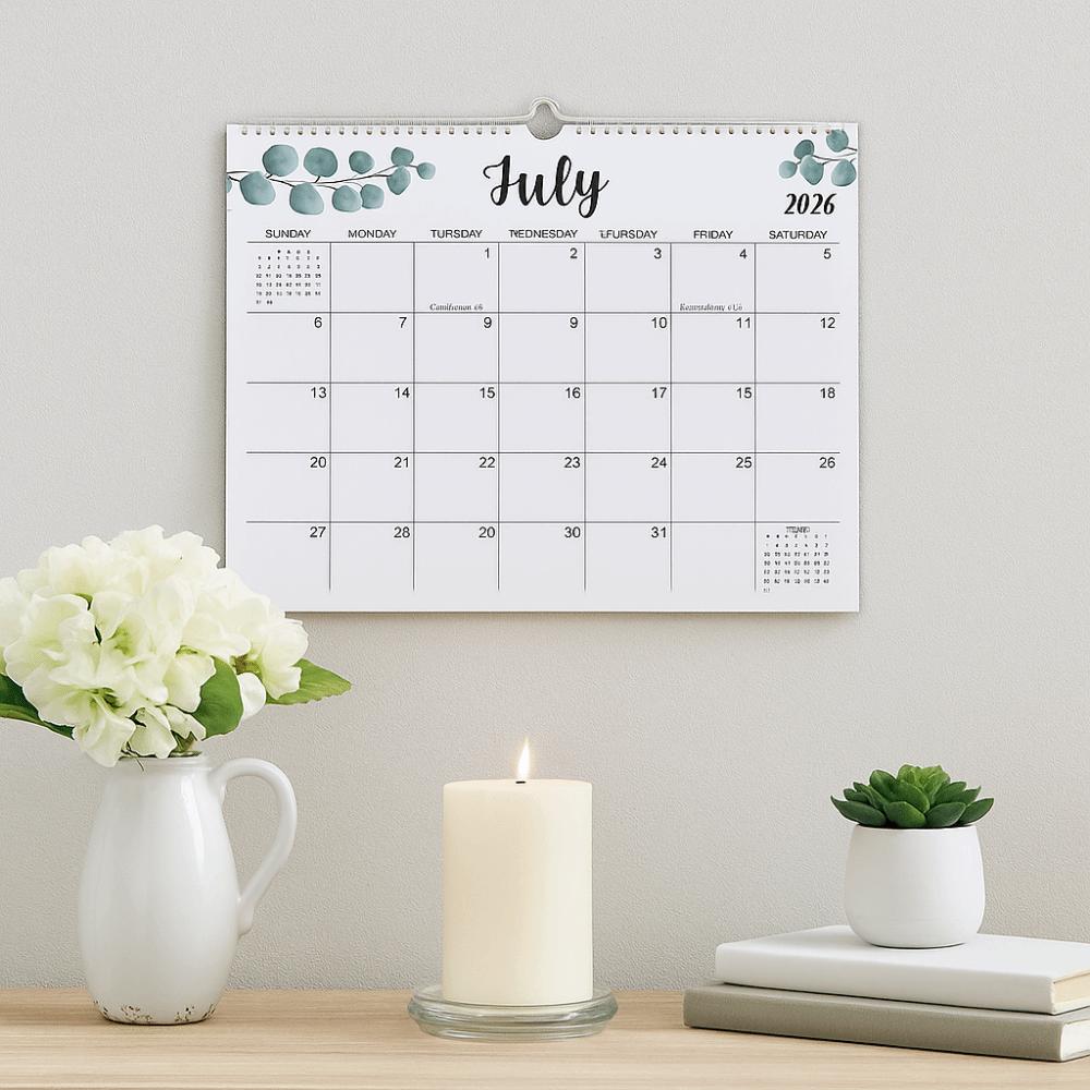 18 Months INS Coil Calendar Square English Calendar Leaf Pattern Calendar  Work Planning