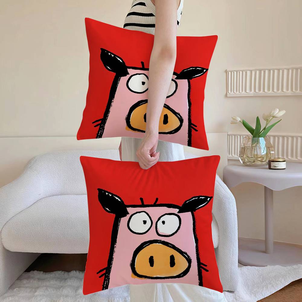 Animals Pillow Case Anti-dustmite Pillowcase Invisible Zipper Silky Sofa Cushion Cover