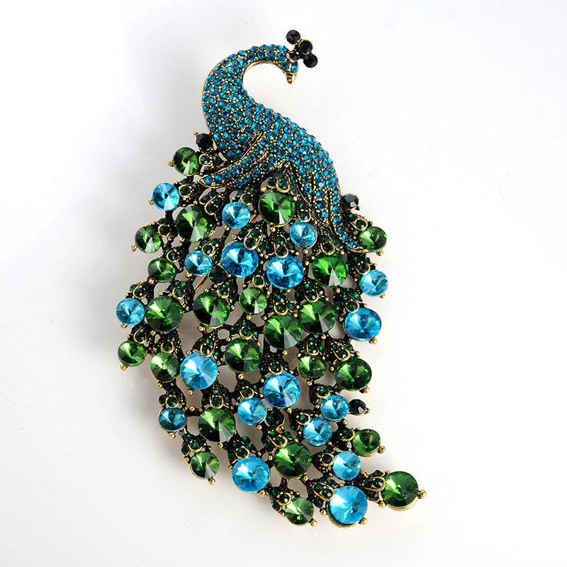 Vintage Luxury Rhinestone Phoenix Brooches Pins For Women Men Retro Wedding Party Jewelry Crystal Animal Fashion Brooch Pin