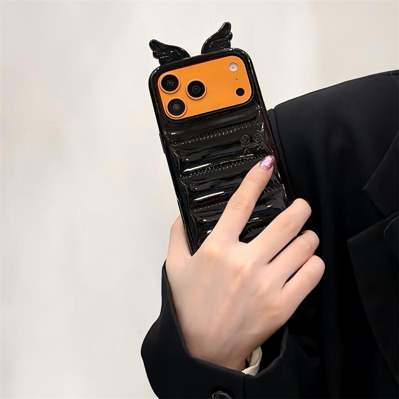 3D Leather Feather Wing iPhone 15/16/17 Pro Max Case - Anti-fall Protection