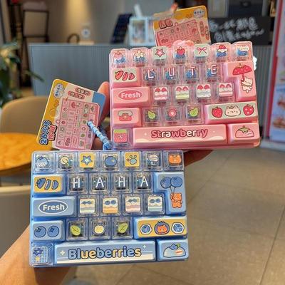 Cute Fruit Themed 26-Key Mini Keyboard Shaped Fidget Toy With Lovely Cartoon Patterns For Kids Gifts Daily Stress Relief