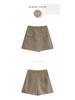2025 Irregular High-Waisted Slimming A-Line Shorts Skirt with Button Detail - Women's Wide-Leg Pants