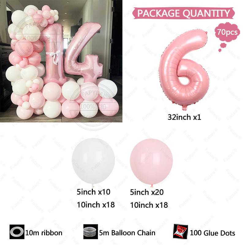 107pc/set Pink Cozy and Cute Style Digital Aluminum Film Balloon 1-9 Suitable for Birthday Party Anniversary Graduation Season