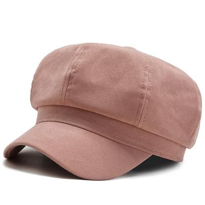 New Women'S Hat Solid Color Retro Cap Corduroy Beret Outdoor Sunshade Women'S Octagonal Hat