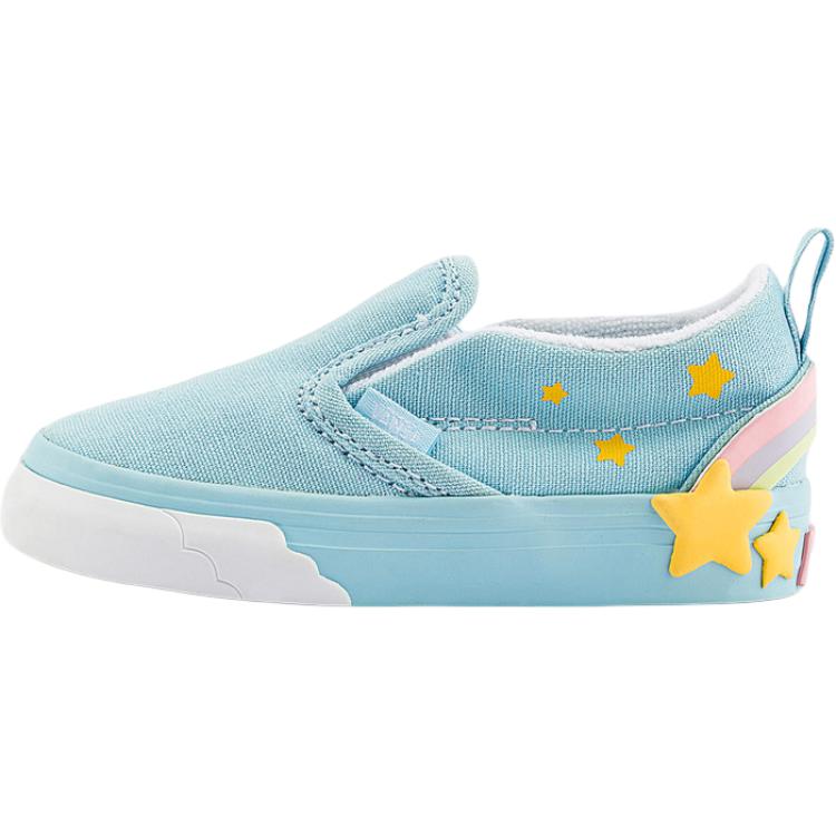Vans Slip-On V Star Classics Comfortable Versatile Low-Top Walking Shoes Baby Sneaker Blue VN000D4FBER