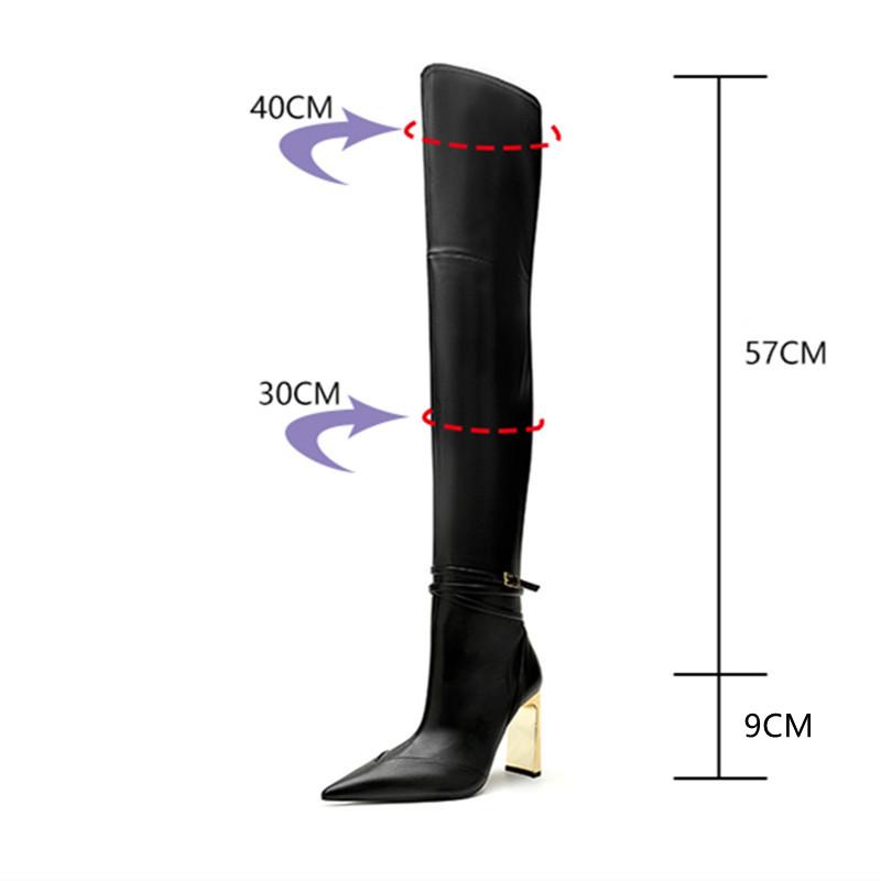 Autumn Winter Soft Leather Stretch Women Thigh High Boots Elegant Pointed Toe High Heels Over the Knee Boots Party Shoes