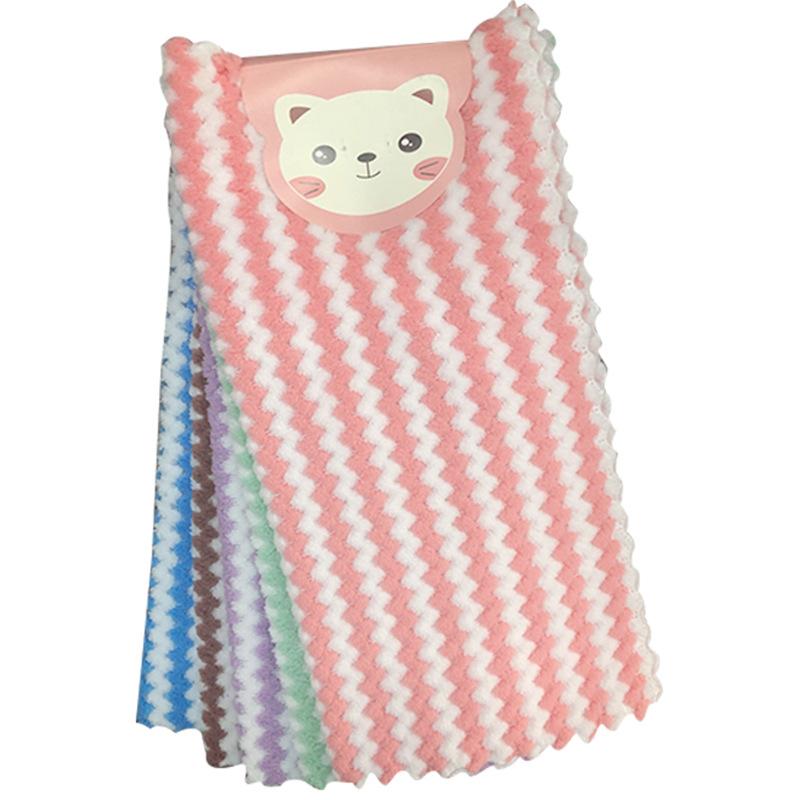 

Очень толстые салфетки из кораллового флиса, набор из 5 штук, кухонные салфетки, полосатые катионные салфетки, кухонные губки большого размера Water ripples 5pcs