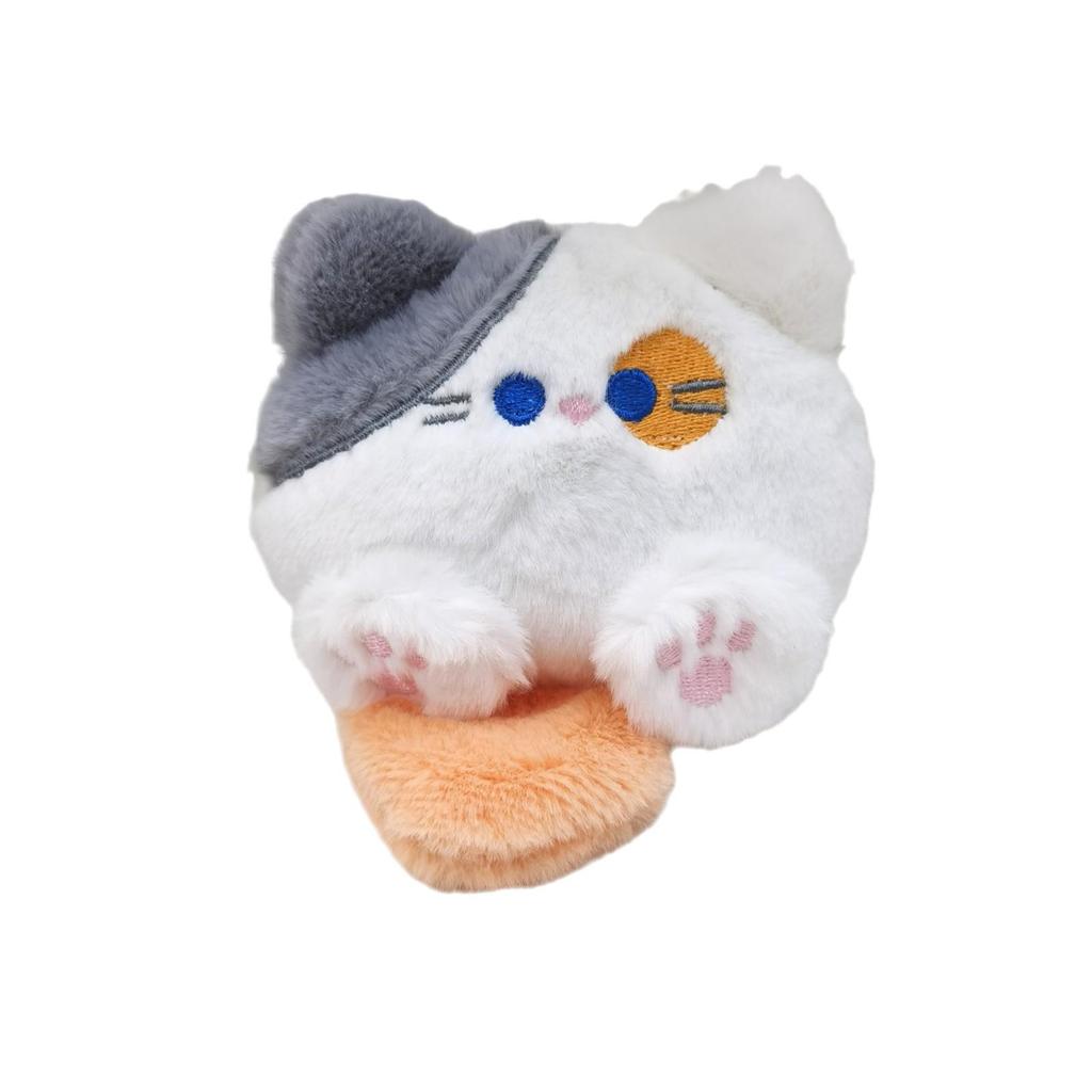 Cartoon Kitten Squeaky Doll Pendant - Cute Calico Cat Plush Brooch & Bag Charm DIY Accessory