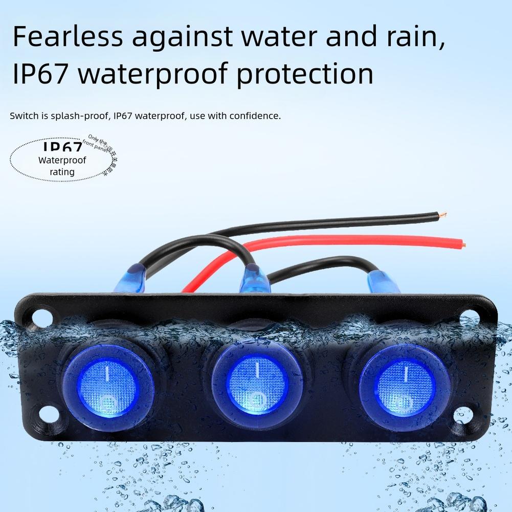 LED Switch Panel 12V 1- 6 Gang Marine Boat RV Car Toggle Button IP67 Waterproof Rocker Switch Panel For Boat Marine Ship Truck