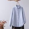 Long Sleeved Shirt Women's Korean Version Loose Slimming Embroidery Double-layer Cotton Yarn White Base Shirt