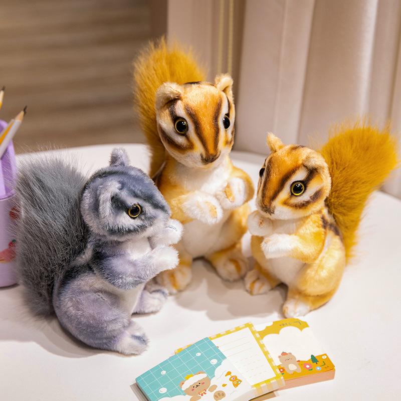Simulation Squirrel Doll Pet Squirrel Doll Zoo Merchandise Plush Toy Birthday Gift