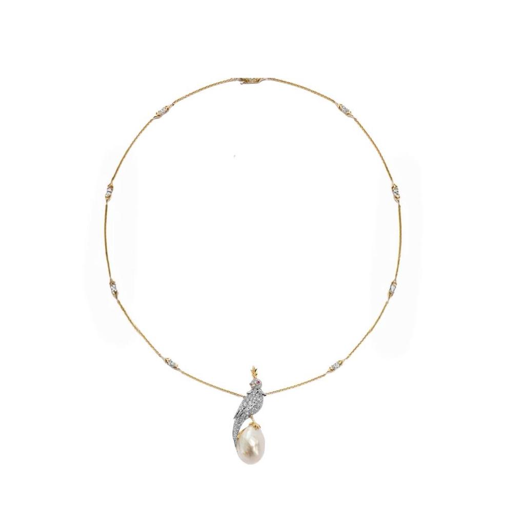 High End Customized Luxury New Water Droplet Pearl Parrot Necklace Inlay Process Non Allergic Gift Pendant Daily Outfit for Birthday Party