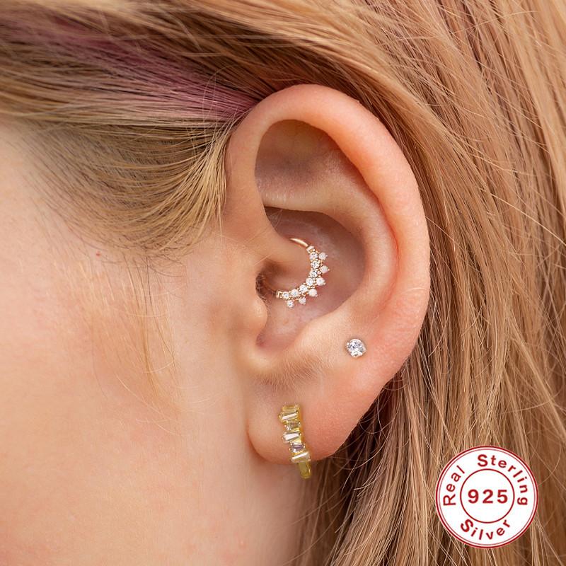 Sterling Silber 925 Hip Hop Knorpelpiercing Ohrringe Nasenringe Lippenringe Ohrringe Körperschmuck Hypoallergen Weiblich Männlich