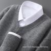 Men's Pure Wool V-Neck Sweater - Loose Fit, Plus Size, Cashmere Blend, Autumn/Winter Collection