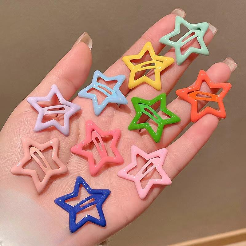 10pcs Colorful Star BB Hair Clips Y2K Women Grils Cute Metal Star Hairpin Side Barrettes Hair Grip Headwear Hair Accessories