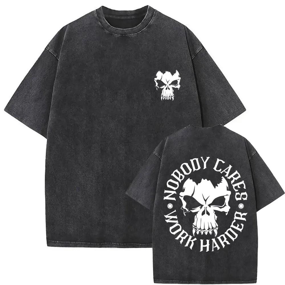Gewaschene Vintage Mädchen, die essen Trainingsclub Skelett Fitnessstudio Pump Cover T-Shirts Herren Damen Lustig Fitness Lässig Übergroße T-Shirts