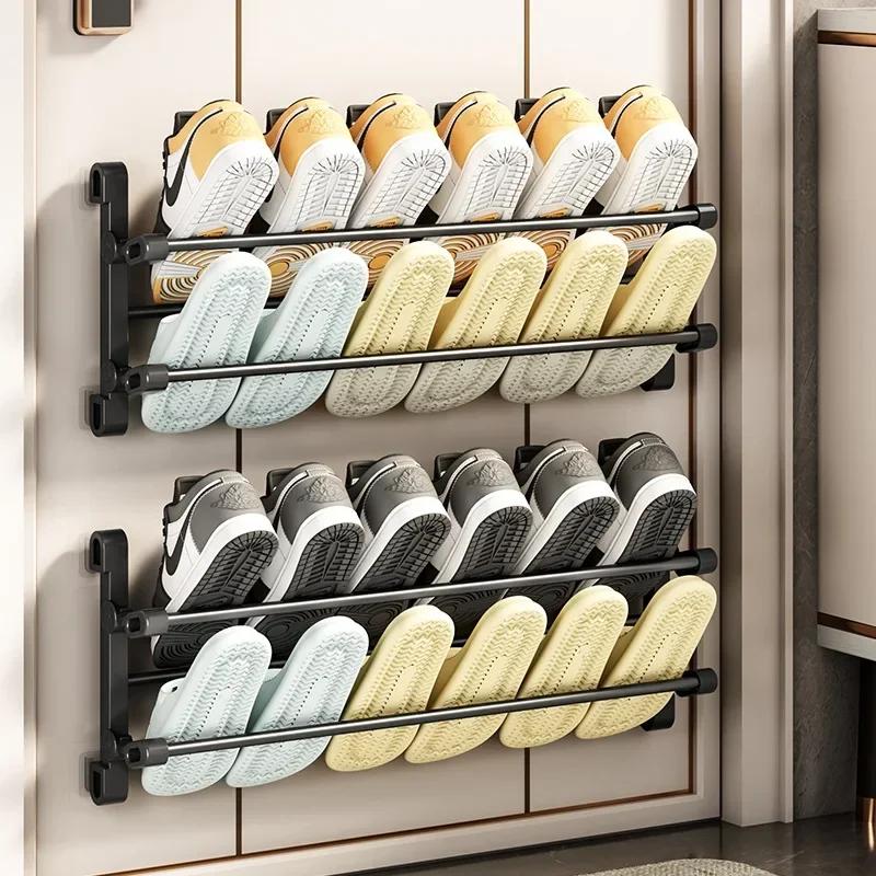Bathroom Non Perforated Slipper Rack Wall Mounted Simple Entrance Shoe Bathroom Wall Mounted Door Mounted Shoe Storage Rack