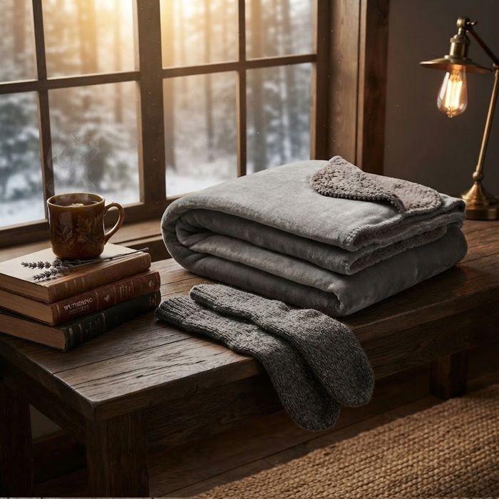 Plaid uni 130 x 160 cm Douillet gris clair