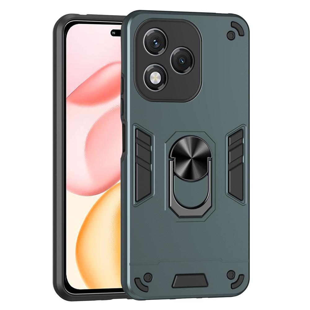 

For Honor 400 Lite 5G Case PC+TPU Drop Defend Phone Cover with Ring Kickstand Green