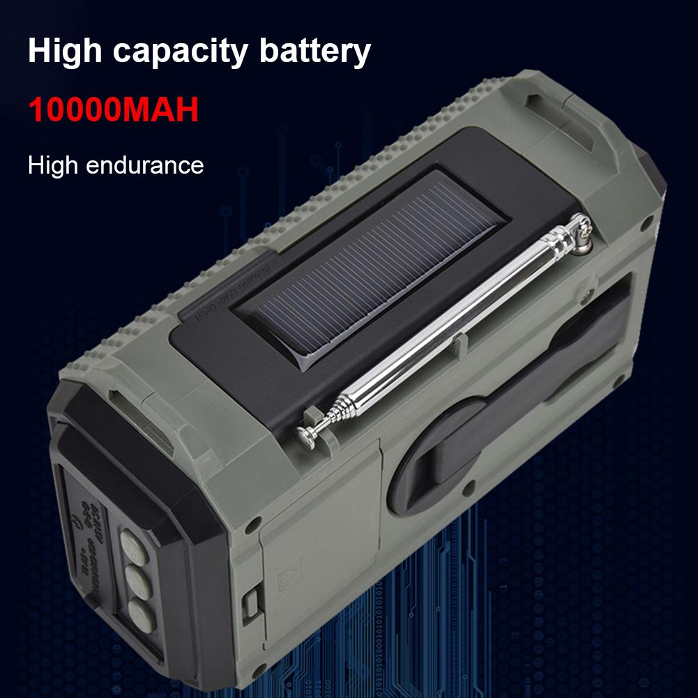 Emergency Radio Solar Hand Crank AM FM SW NOAA Weather Radio 10000MAh Portable SOS Alarm Power Bank Charge for Outdoor Survival