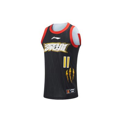 Li Ning CBA Series Professional Basketball Logo Print Quick-Dry Cool Basketball Jersey Fan Edition Shenzhen Marco Polo Team Shen Zhi Jie 11 AAYTA45-1