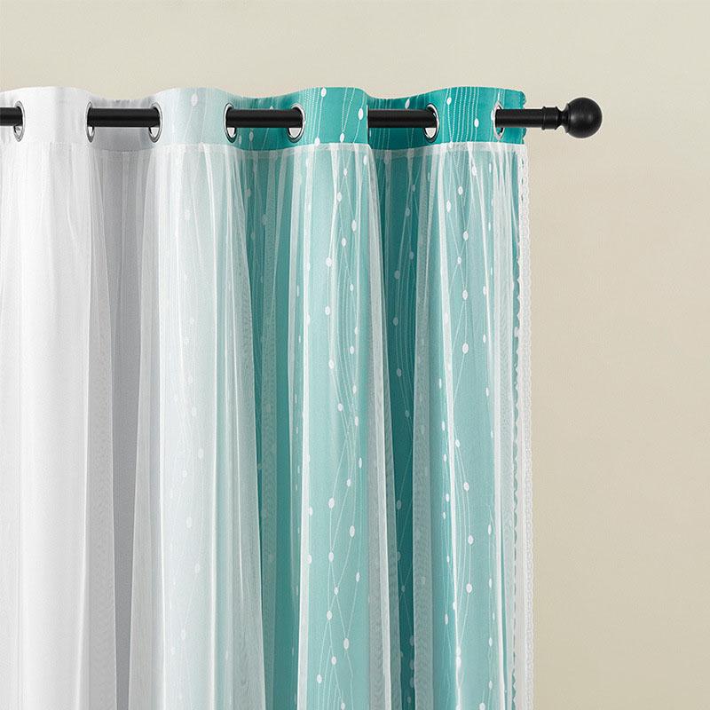 2er-Set Verdunkelungsvorhänge + Transparente 2-in-1 Doppellagige Thermisch Isolierte Ösenvorhänge Wohnzimmer Schlafzimmer Kinderzimmer Sichtschutz Heimdekoration