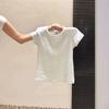 Japanese Simple Blue and White Striped T-shirt Women's Summer Foreign Style Age-reducing Ins Slim-fitting and Thin Top Round Neck Front Shoulder Short