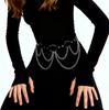 Black Leather Waist Chain Belt for Women, Silver Metal Ring Chain Tassel Body Belt, Adjustable Fashion Dress Jean Belt